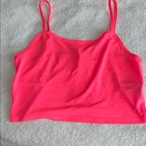 neon pink H&M crop top